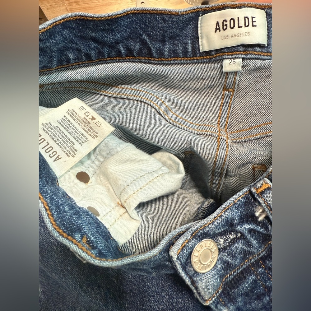 Agolde Riley High Rise Jeans denim Size 26 Button Fly - Picture 6 of 6